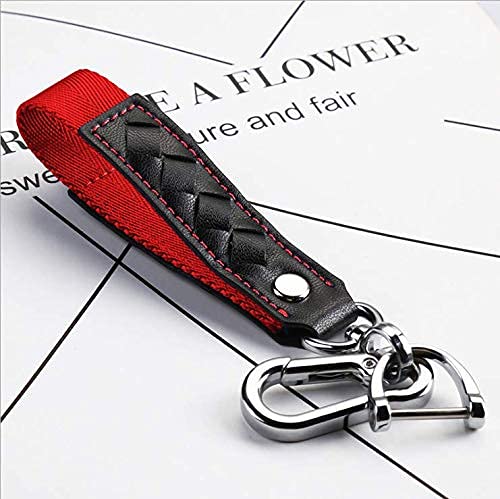 JVCV® Car Keychain with Braided Leather and Alloy Metal Horseshoe Buckle – Stylish Key Organizer for Men and Women (Red) - Image 2