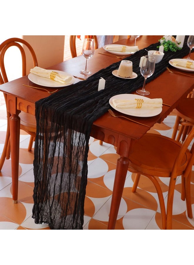 Snowkingdom 13Ft Black Cheesecloth Table Runner, 160inch Long Cheese Cloth Boho Gauze Runner for Wedding Bridal Baby Shower Birthday Holiday Party Sheer Halloween Table Decorations - Image 2