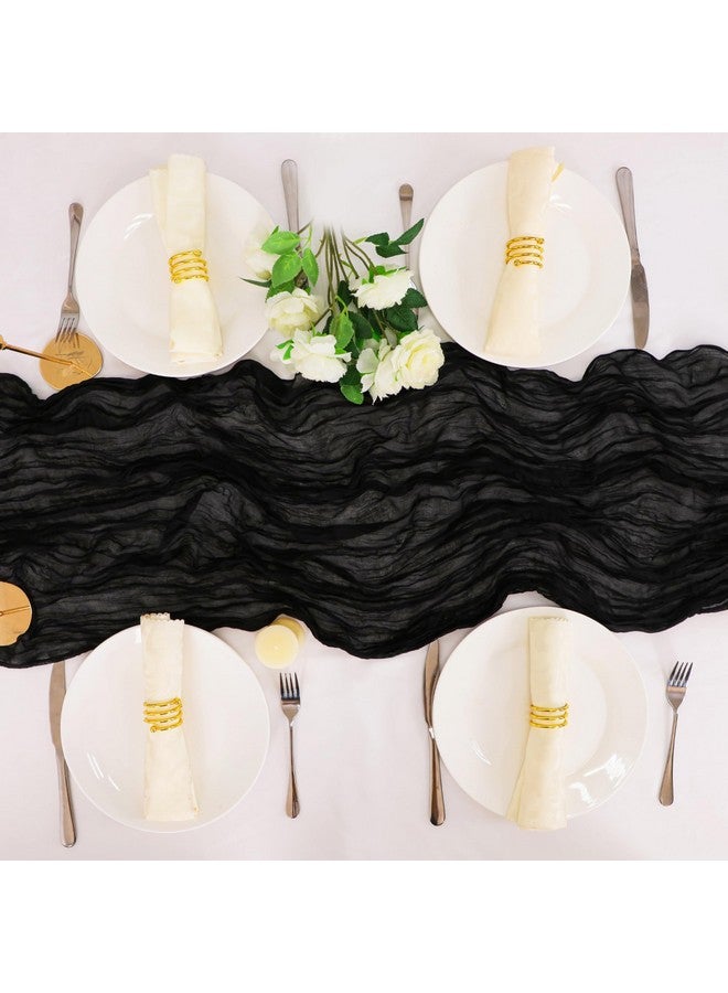 Snowkingdom 13Ft Black Cheesecloth Table Runner, 160inch Long Cheese Cloth Boho Gauze Runner for Wedding Bridal Baby Shower Birthday Holiday Party Sheer Halloween Table Decorations - Image 5