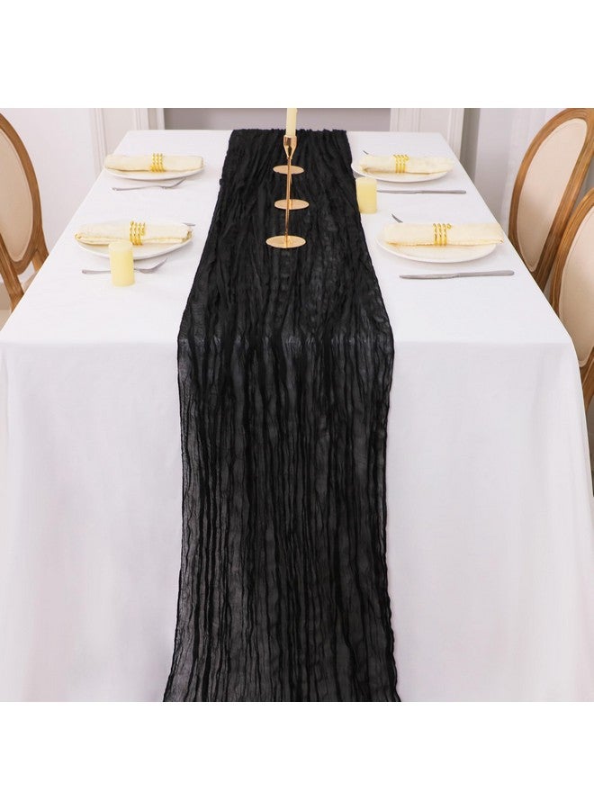 Snowkingdom 13Ft Black Cheesecloth Table Runner, 160inch Long Cheese Cloth Boho Gauze Runner for Wedding Bridal Baby Shower Birthday Holiday Party Sheer Halloween Table Decorations - Image 4