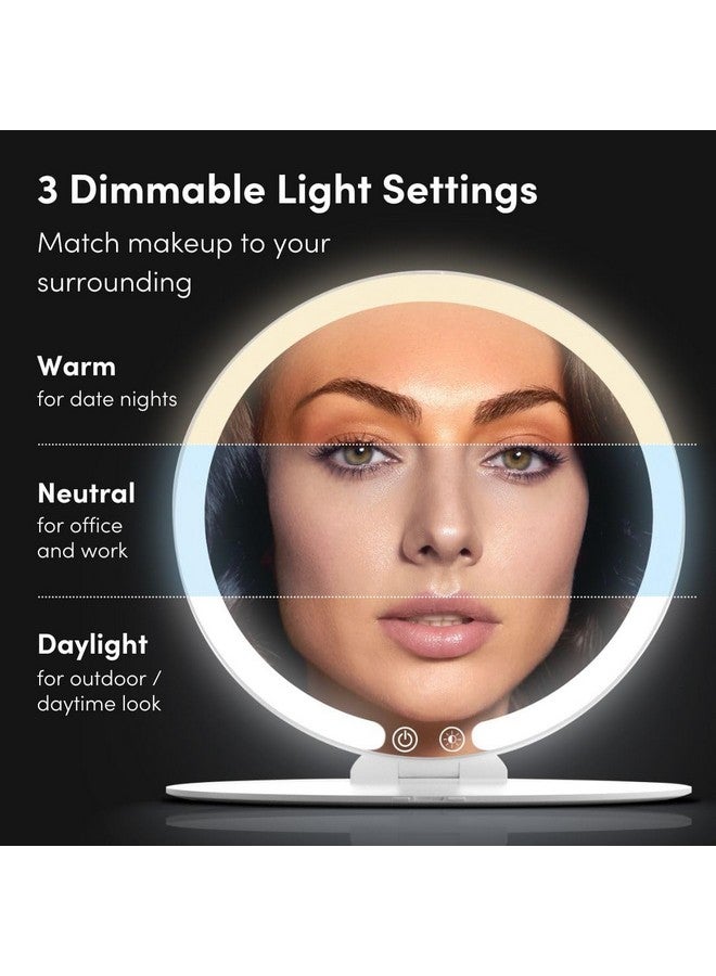 Fancii Rechargeable Travel Makeup Mirror With Led Light 8 Foldable Stand 3 Color Lighting Travel Mirror. Dimmable & Lightweight Portable Vanity Mirror Beauty Travel Essential Abigail - Image 3
