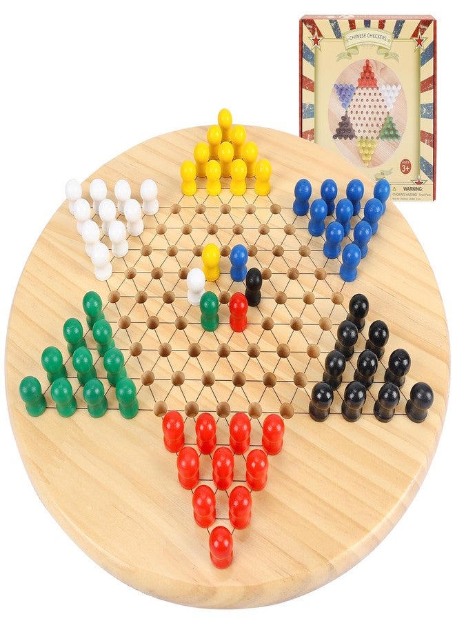Gothink Chinese Checkers Board Game Toy for Adults Seniors Kids, 11.5 inches Classic Wooden Checkers Game Set, 66 Wooden Pegs in 6 Bright Colors, Fun Family Board Games for All Ages - Image 1
