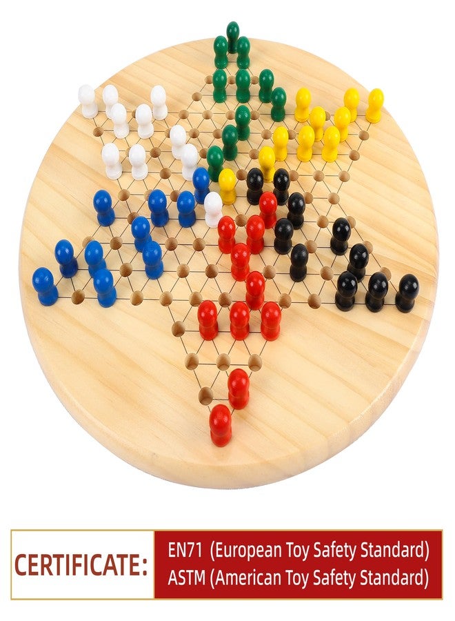 Gothink Chinese Checkers Board Game Toy for Adults Seniors Kids, 11.5 inches Classic Wooden Checkers Game Set, 66 Wooden Pegs in 6 Bright Colors, Fun Family Board Games for All Ages - Image 5