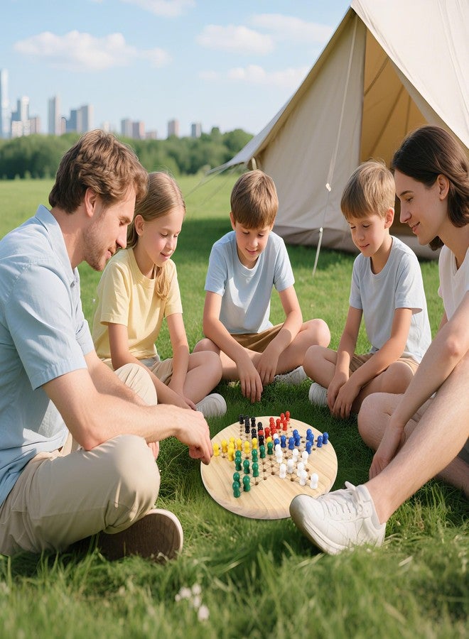 Gothink Chinese Checkers Board Game Toy for Adults Seniors Kids, 11.5 inches Classic Wooden Checkers Game Set, 66 Wooden Pegs in 6 Bright Colors, Fun Family Board Games for All Ages - Image 2
