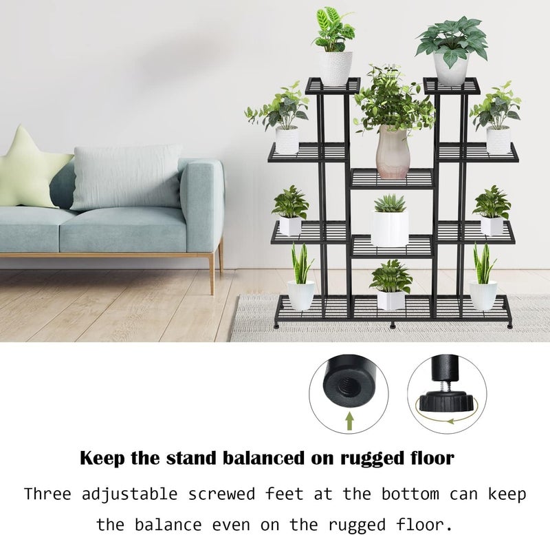 Snazzy Metal multi tier Plant Stand, large indoor Plant Stands Decorative Plant Shelf for outdoor Patio Garden Balcony and Yard (9 Tier Black) - Image 5