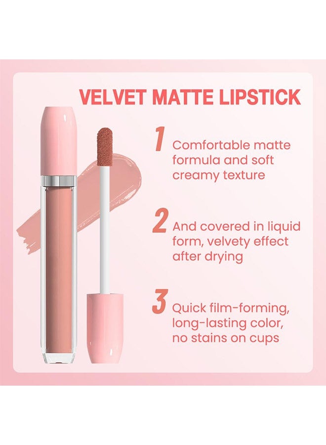 DUNUF Matte Liquid Lipstick,Super Matte Longwear No-Budge Stay On Smudge Proof Liquid Lipstick Long Lasting Makeup for Women,Highly Pigmented Color and Instant Shine #02 - Image 4