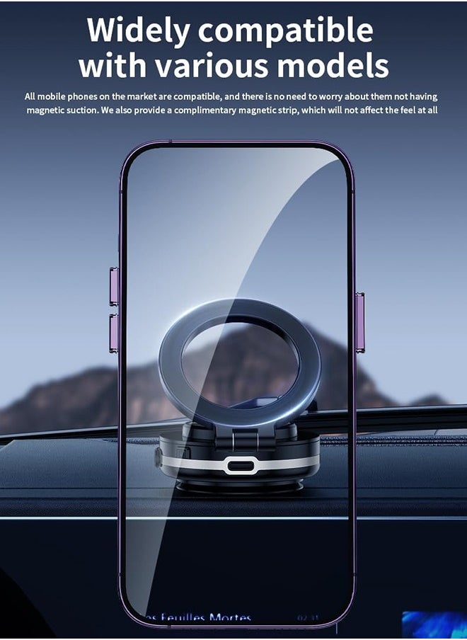Rotatable Car Suction Phone Mount, 360° Rotating 270° Folding Electric Vacuum Magnetic Suction Car Phone Mount, Double Sided Universal Smart Holder for Car/Gym/Mirror/Smooth Surface