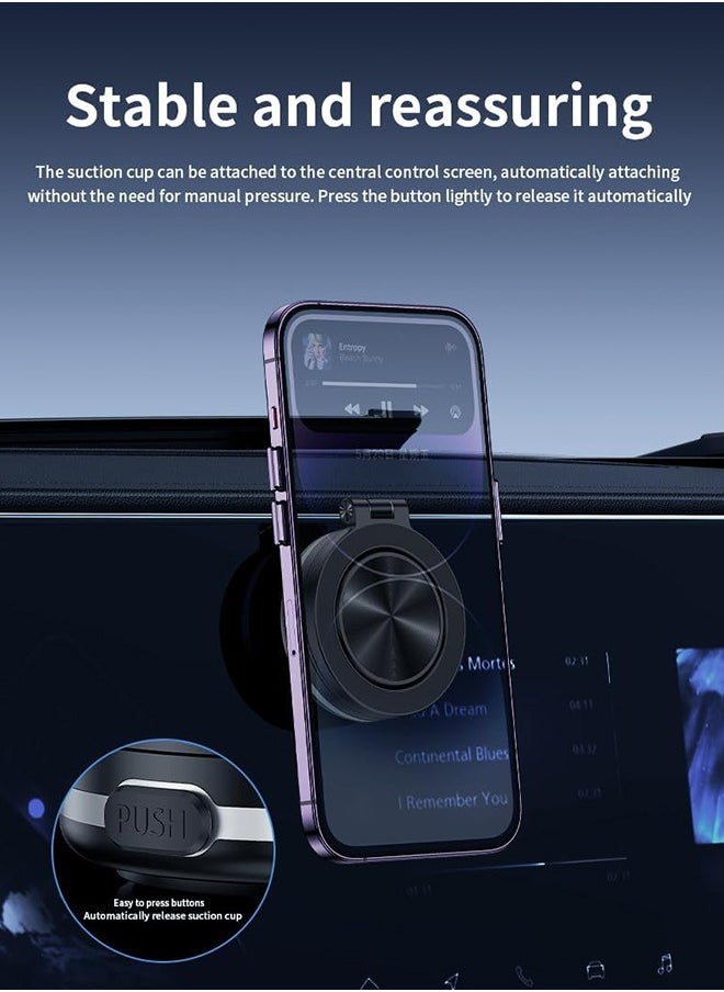 Rotatable Car Suction Phone Mount, 360° Rotating 270° Folding Electric Vacuum Magnetic Suction Car Phone Mount, Double Sided Universal Smart Holder for Car/Gym/Mirror/Smooth Surface