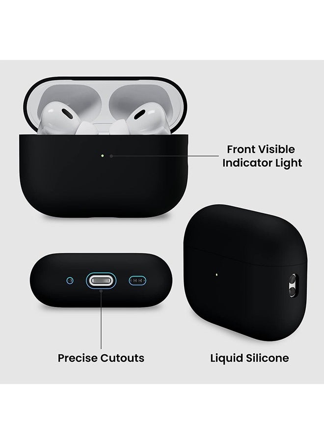 HY Compatible with AirPods Pro 2 Case 2022, Full Protective Soft Silicone for AirPods Pro 2nd Generation Case, Front LED Visible Skin Cover-Black  - Image 4