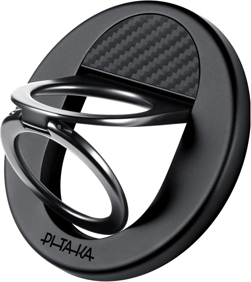 PITAKA MagSafe Phone Grip, 360 Degree Rotation Magnetic Phone Grip Compatible with iPhone 17/16/15/14/13/12 [MagEZ Grip 3, Black] - Image 1