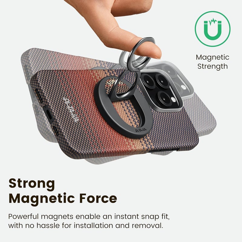 PITAKA MagSafe Phone Grip, 360 Degree Rotation Magnetic Phone Grip Compatible with iPhone 17/16/15/14/13/12 [MagEZ Grip 3, Black] - Image 5
