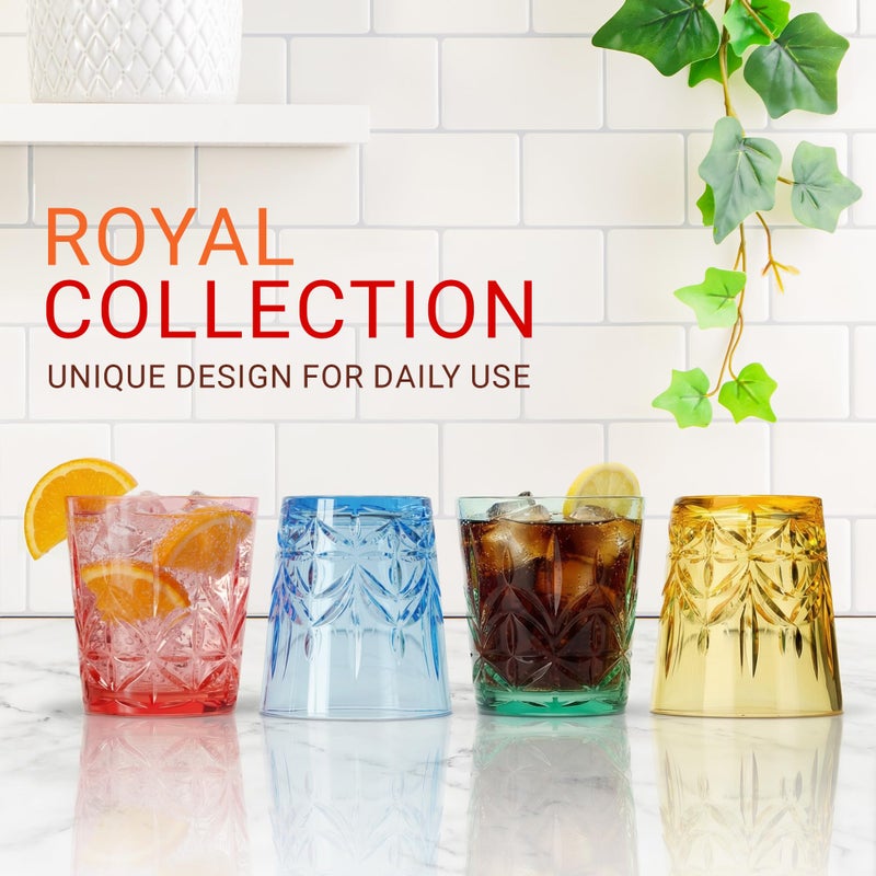 Bravario Royal Plastic Drinking Glasses,13 oz Set of 6, Plastic Cups Reusable Dishwasher Safe, Premium Juice & Water Tumblers for Home Kitchen Pool Party, Great Gift, BPA-Free Durable Mixed Colors - Image 2