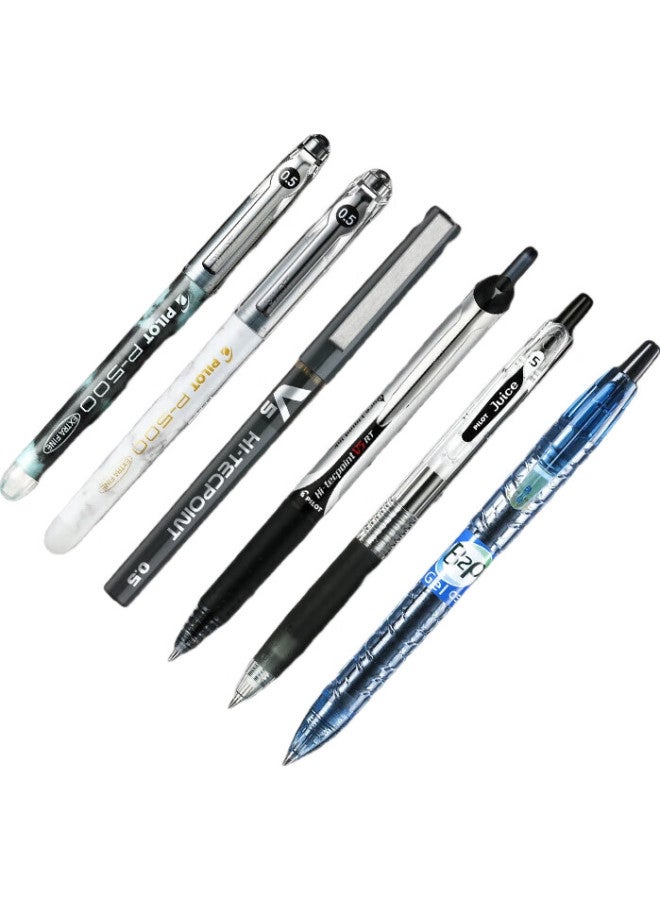 Pilot P500 Black Gel Ink Pen 0.5Mm Fine Point Liquid Ink Rollerball Pen Signature Pen Student Stationery Set Brush Pen High Appearance Value Exam Pen 2-Pack (1 Black + 1 White) - Image 1