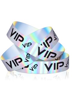 500 Pack Vip Plastic Wristbands Party Wristbands For Events Vip Custom Wristbands Plastic Bracelets Wristbands Waterproof Wrist Bands Arm Bands For Events Concerts Fairs Festivals (Glitter Silver)