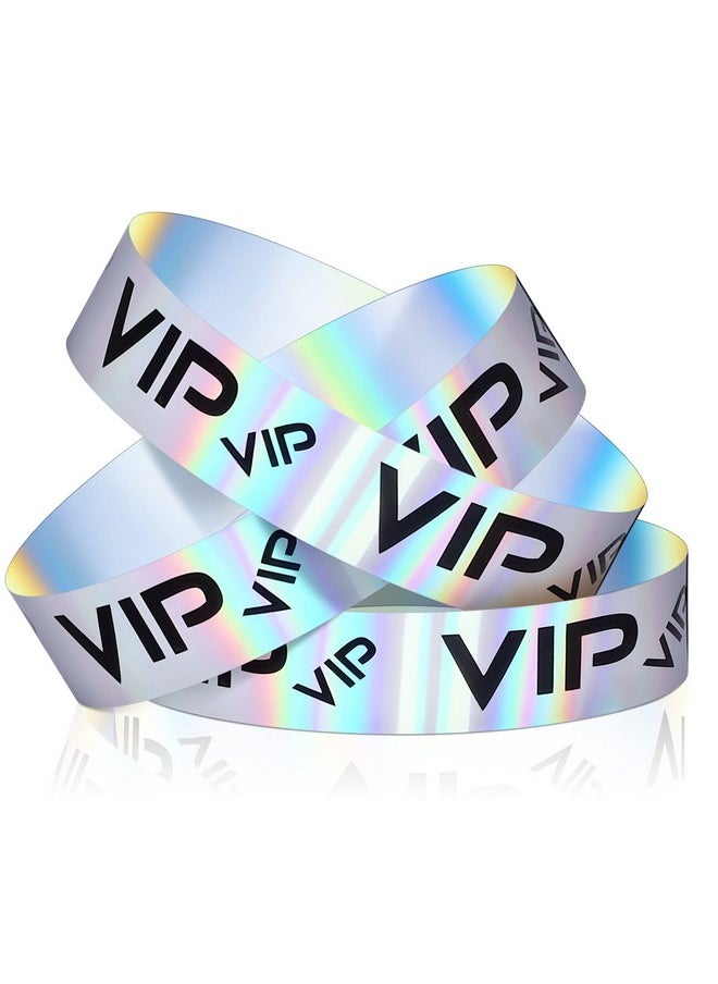 Teling - 500 Pack Vip Plastic Wristbands Party Wristbands For Events Vip Custom Wristbands Plastic Bracelets Wristbands Waterproof Wrist Bands Arm Bands For Events Concerts Fairs Festivals (Glitter Silver) - Image 1