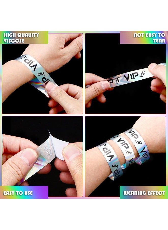 Teling - 500 Pack Vip Plastic Wristbands Party Wristbands For Events Vip Custom Wristbands Plastic Bracelets Wristbands Waterproof Wrist Bands Arm Bands For Events Concerts Fairs Festivals (Glitter Silver) - Image 1