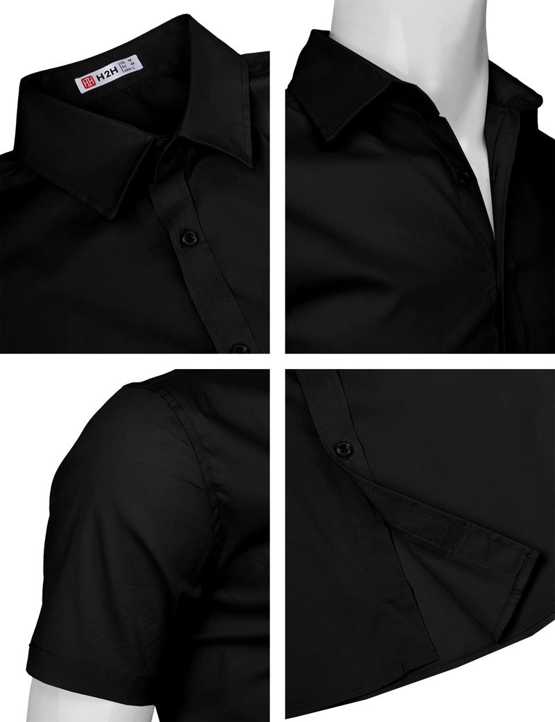H2H Black Button up Shirt Men Black US L/Asia XL (KMTSTS0132) - Image 4