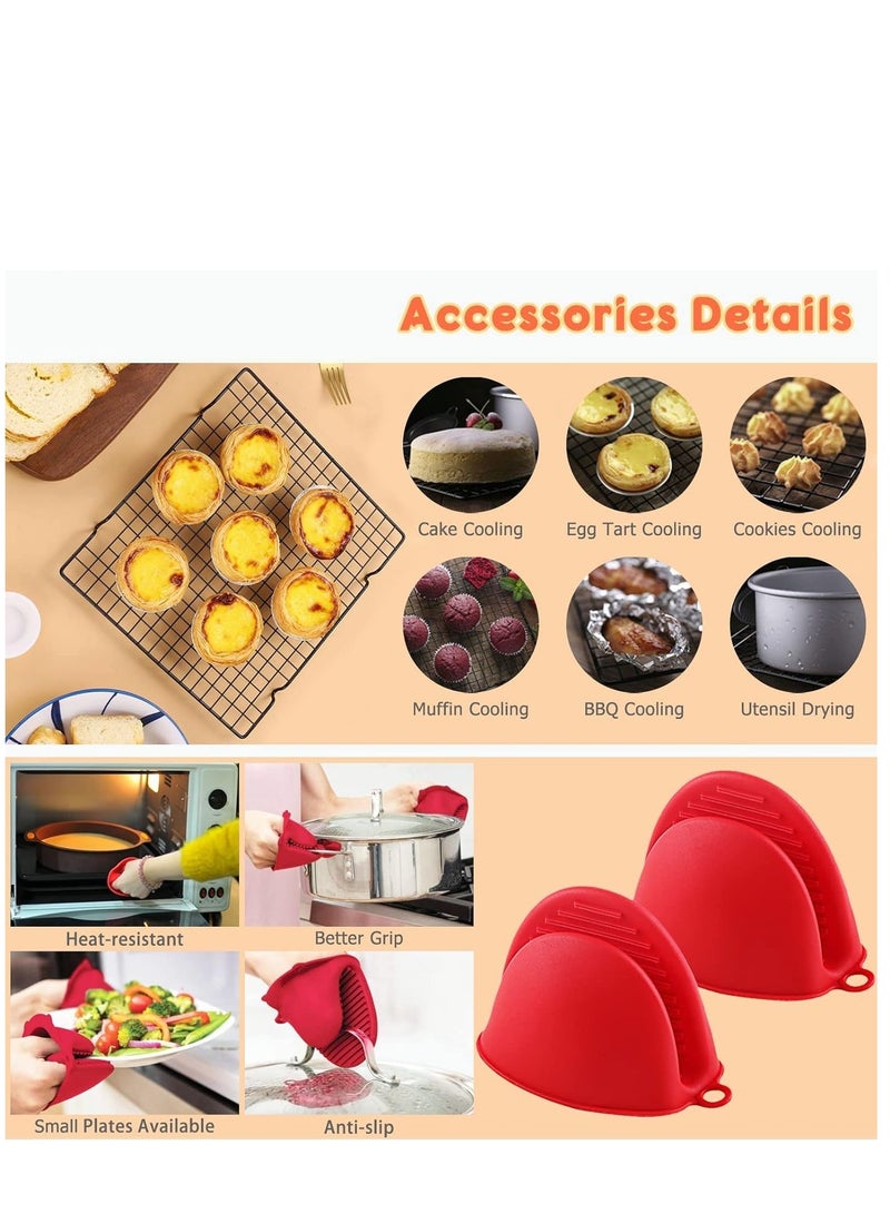 سوفام مجموعة الخبز غير العصا 7 قطع أواني الخبز مجموعة -صينية البيتزا، أواني مستديرة/مربعة، لوف بان، 6 أكواب مافن بان فولاذ الكربون صواني الفرن للخبازين المبتدئين مع رف والقفزات - Image 4