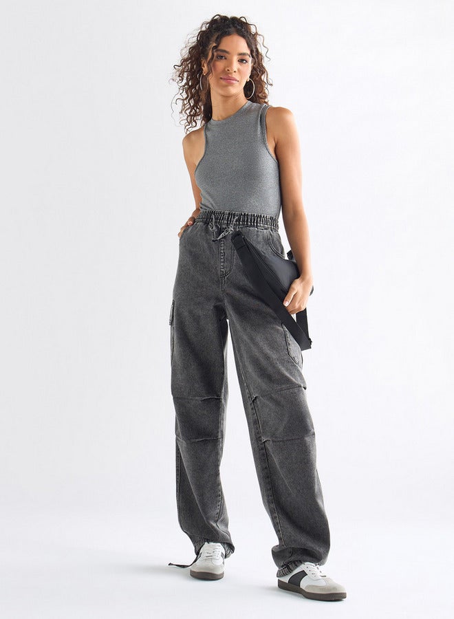 سبلاش فيڤ بلوزة مضلّعة دون أكمام بياقة ضيّقة - Image 2