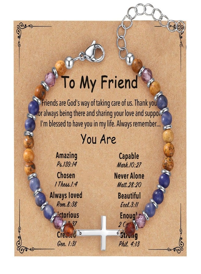 AULSIEY Best Friend Bracelet Gifts for Women, Friendship Bracelets Christian Cross Beaded Bracelet for Women Friend, Bff Bestie Birthday Christmas Jewelry Gifts Stocking Stuffers for Friends Female (B) - Image 1