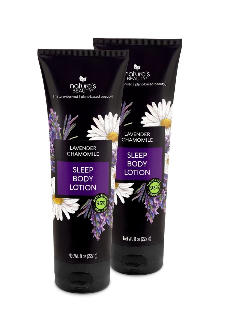 Nature's Beauty Nature's Beauty Lavender Chamomile Sleep Body Lotion Multi-Pack - Lightweight, Non-Greasy Moisturizer to Sooth & Relax Dry Skin, Made w/Coconut, Jojoba + Moringa Seed Oils, 8 oz (2 Pack)  - Image 1