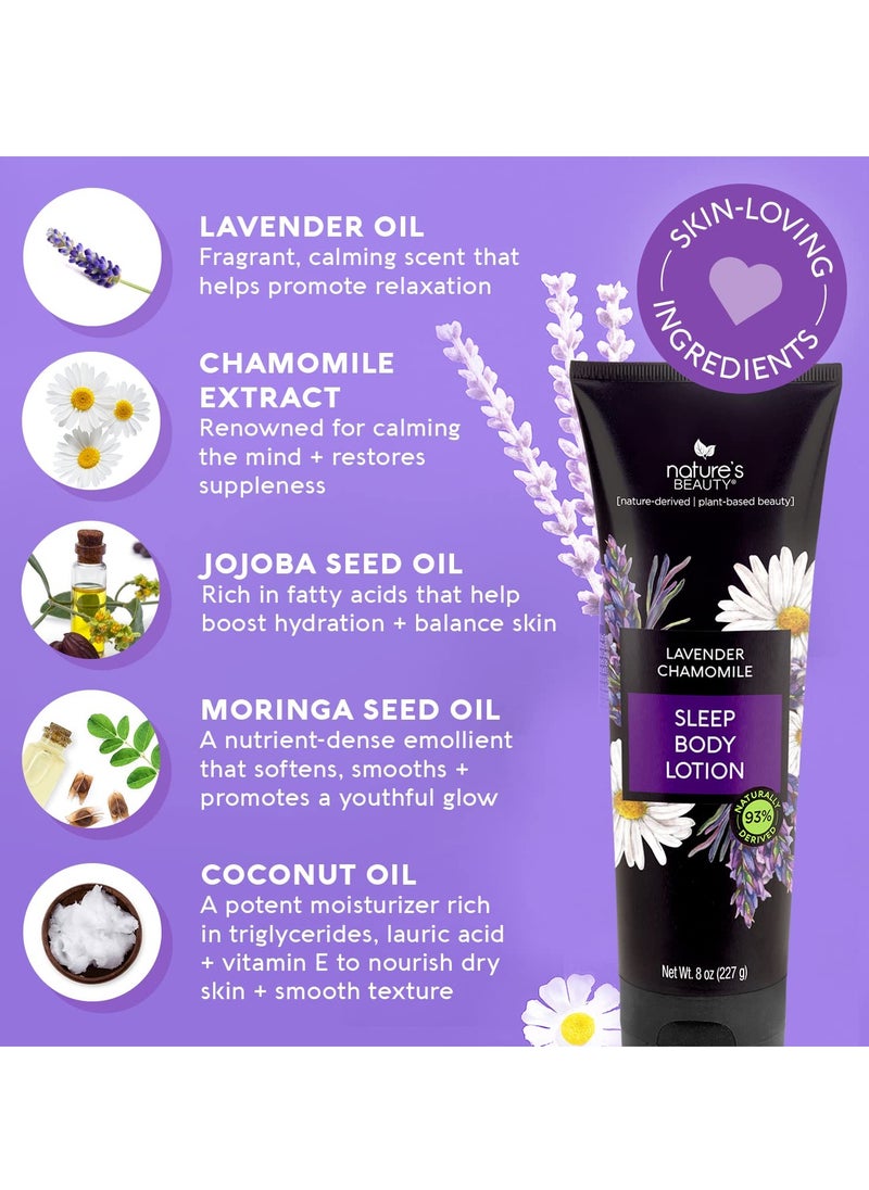 Nature's Beauty Nature's Beauty Lavender Chamomile Sleep Body Lotion Multi-Pack - Lightweight, Non-Greasy Moisturizer to Sooth & Relax Dry Skin, Made w/Coconut, Jojoba + Moringa Seed Oils, 8 oz (2 Pack)  - Image 2