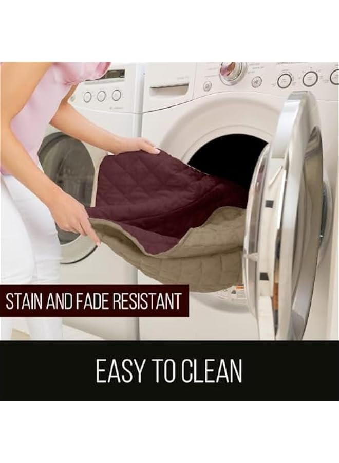 HOOKOR Reversible Washable Chair Covers Sofa Cover for Living Room 1 Seater Sofa Slipcover from Pets, Checked Pattern Thick Quilted with Elastic Strap (Brown,55×196CM) - Image 5