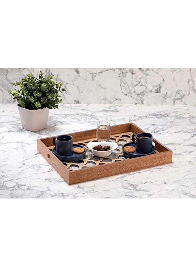 Wooden Serving Tray With Glass Top 40X30X4Cm - Image 3