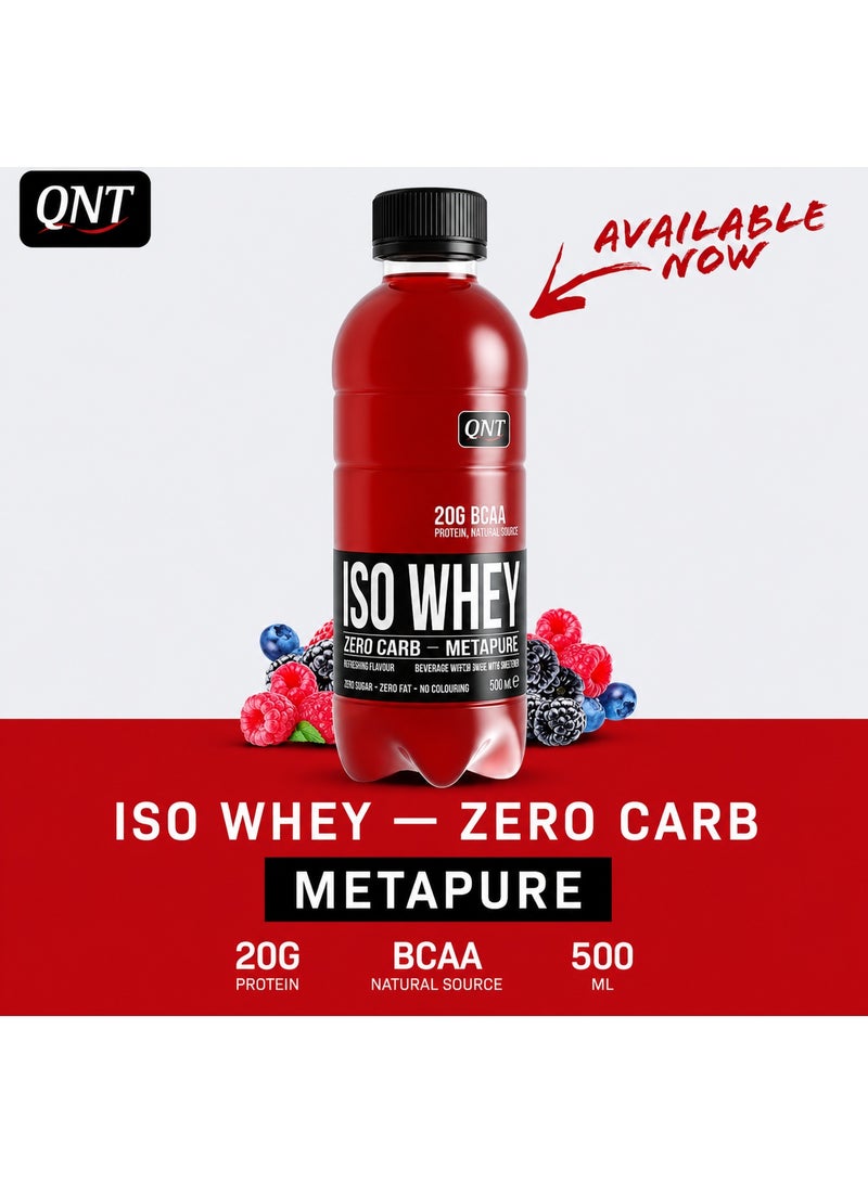 QNT Iso Whey Zero Carb Metapure Protein Drink – 20g Protein, BCAA, Zero Sugar, Zero Fat, Zero Colouring, Mixed Berry Flavor, 500ml - Image 2