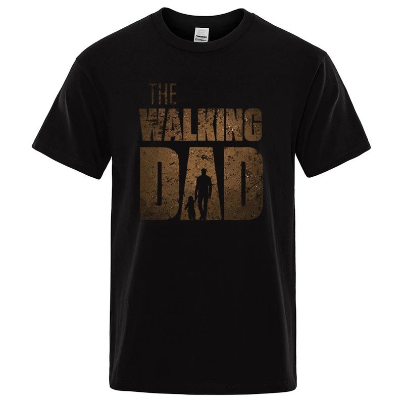 Walking Dad Funny Street Printing Men'S Fashion Summer Loose Pure Cotton Short Sleeve Casual Hip Hop T-Shirt - Image 4