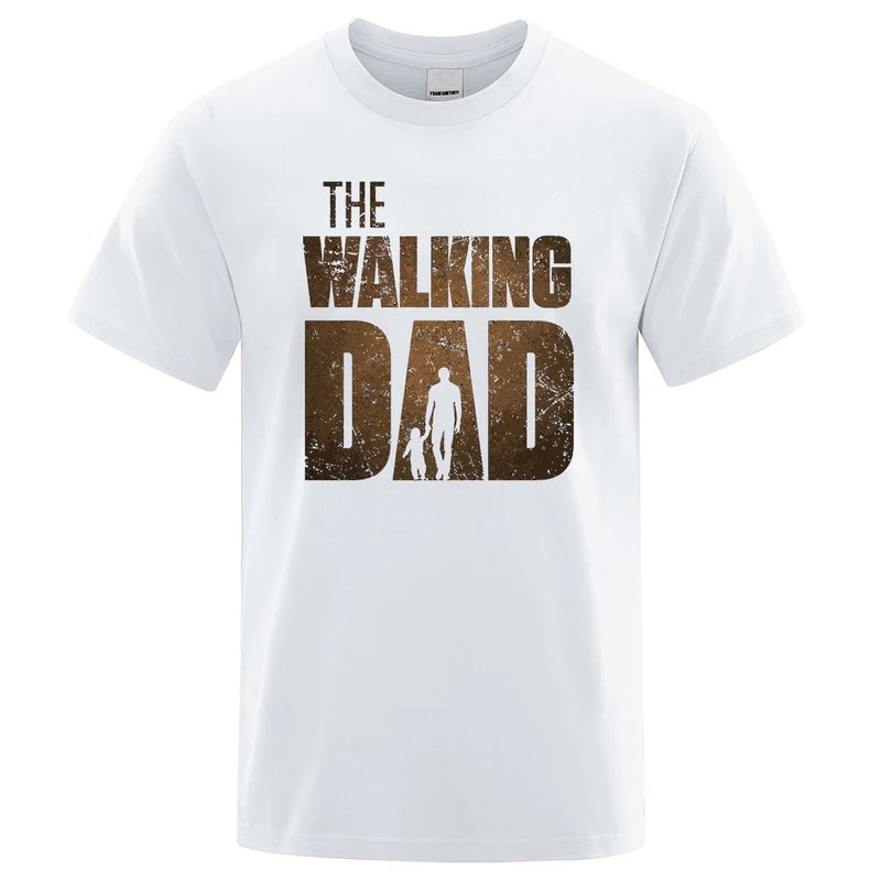 Walking Dad Funny Street Printing Men'S Fashion Summer Loose Pure Cotton Short Sleeve Casual Hip Hop T-Shirt - Image 2