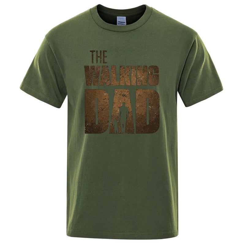 Walking Dad Funny Street Printing Men'S Fashion Summer Loose Pure Cotton Short Sleeve Casual Hip Hop T-Shirt - Image 3
