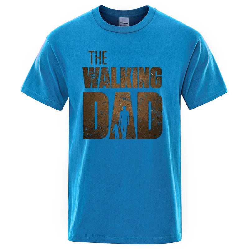 Walking Dad Funny Street Printing Men'S Fashion Summer Loose Pure Cotton Short Sleeve Casual Hip Hop T-Shirt - Image 5