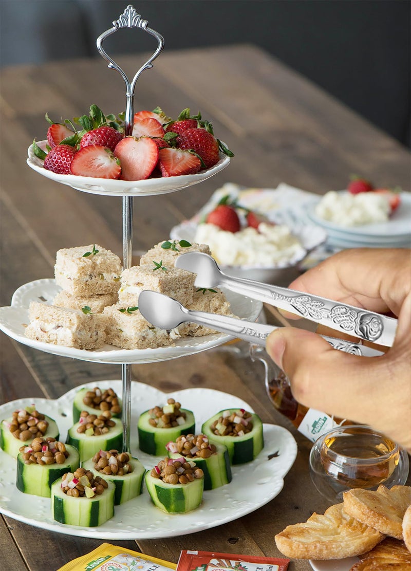 HINMAY 6PCS Mini Serving Tongs 5-Inch Small Sugar Tongs, Tiny Stainless Steel Kitchen Tong for Appetizers, Tea Party, Coffee Bar, Desserts (Silver) - Image 5