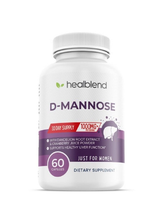 healblend D-Mannose 1000mg Capsules with Cranberry Juice Powder, Hibiscus, and Dandelion Extracts - 30 Day Supply for Urinary Tract Health - Image 1