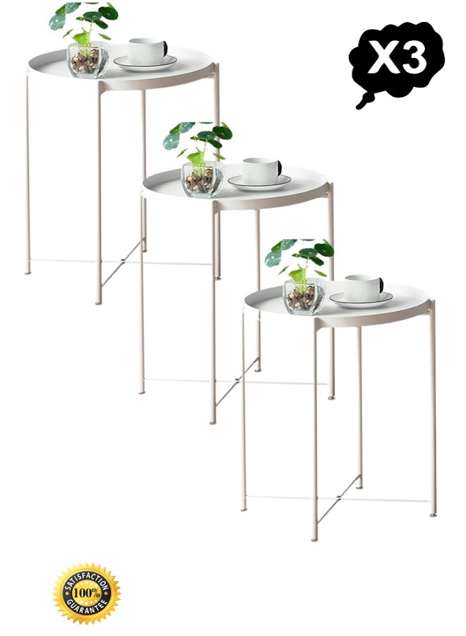 Round side tray table with metal end - Image 1