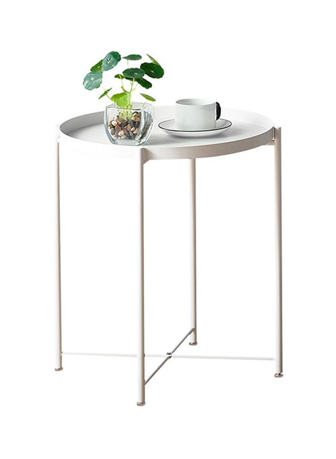 Round side tray table with metal end - Image 2