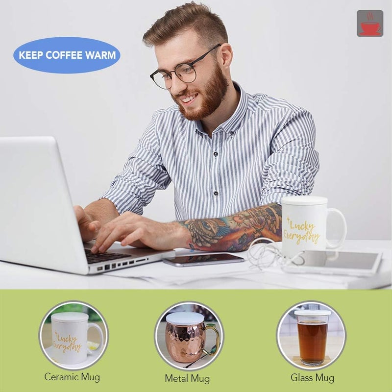 PRINT SUPREMACY قطعتان من أغطية أكواب سيراميك قابلة لإعادة الاستخدام، غطاء كوب سيراميك أبيض سعة 11 أونصة، غطاء مشروبات للاستخدام الخارجي، غطاء كوب للحفاظ على الدفء، يناسب الكوب بقطر خارجي 3.25 بوصة، مثالي للمشروبات الساخنة والباردة - Image 4