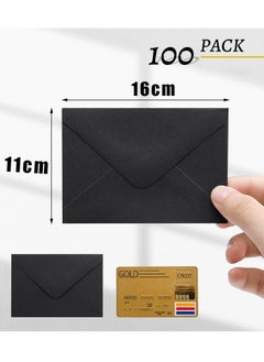 Generic 100 Pack Mini Envelopes 16×11cm Black Gift Card Envelopes Bulk Small Paper Gift Card Sleeves Greeting Card Business Card Tiny Envelope Pockets for Card & Invitation  - Image 2