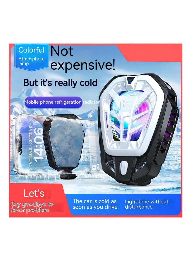 Mobile Phone Cooler for iPhone  Android Smartphones - Enhance Gaming with Fast Cooling, Turbo Blades, Colorful Ambient Lights, Compatible with 2.6-3.27 Inch Devices (White) - 1 Pack - Image 4