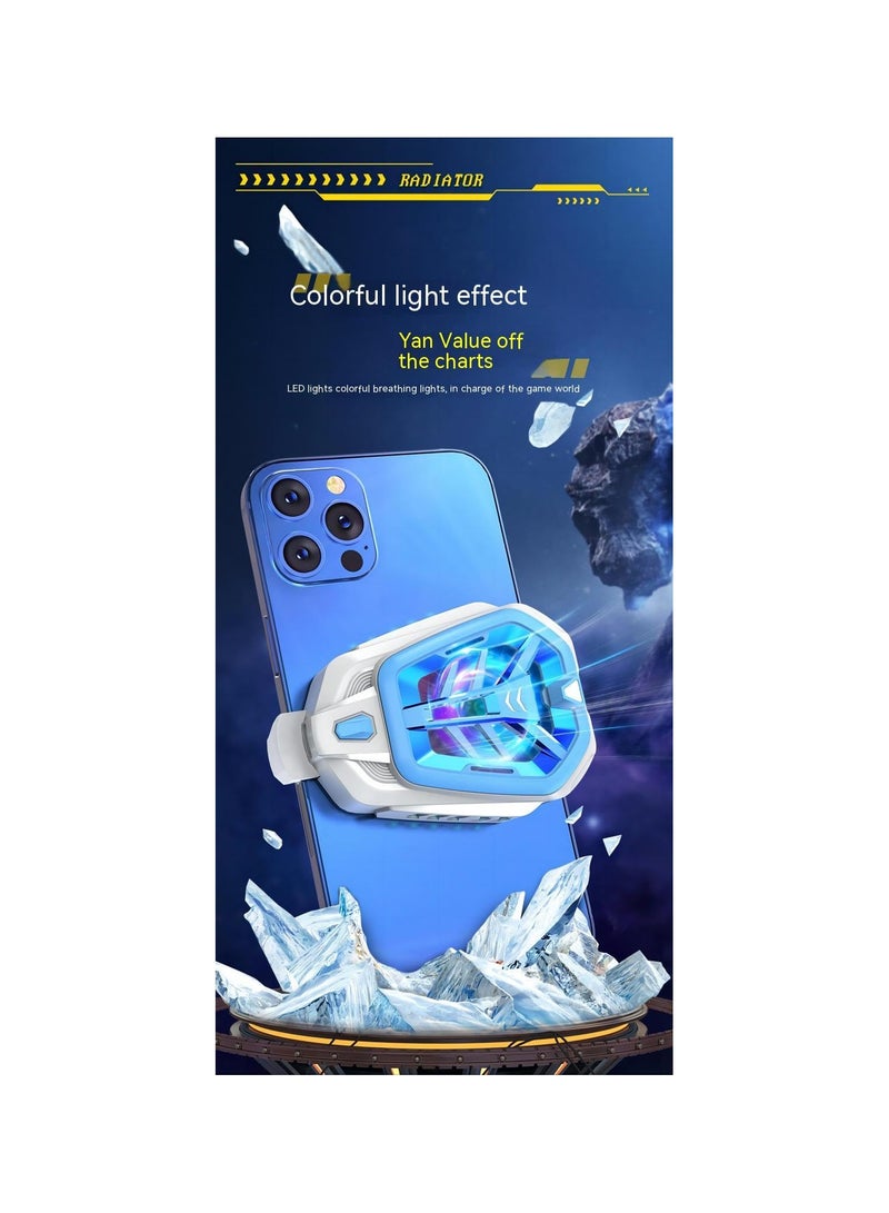 Mobile Phone Cooler for iPhone  Android Smartphones - Enhance Gaming with Fast Cooling, Turbo Blades, Colorful Ambient Lights, Compatible with 2.6-3.27 Inch Devices (White) - 1 Pack - Image 3