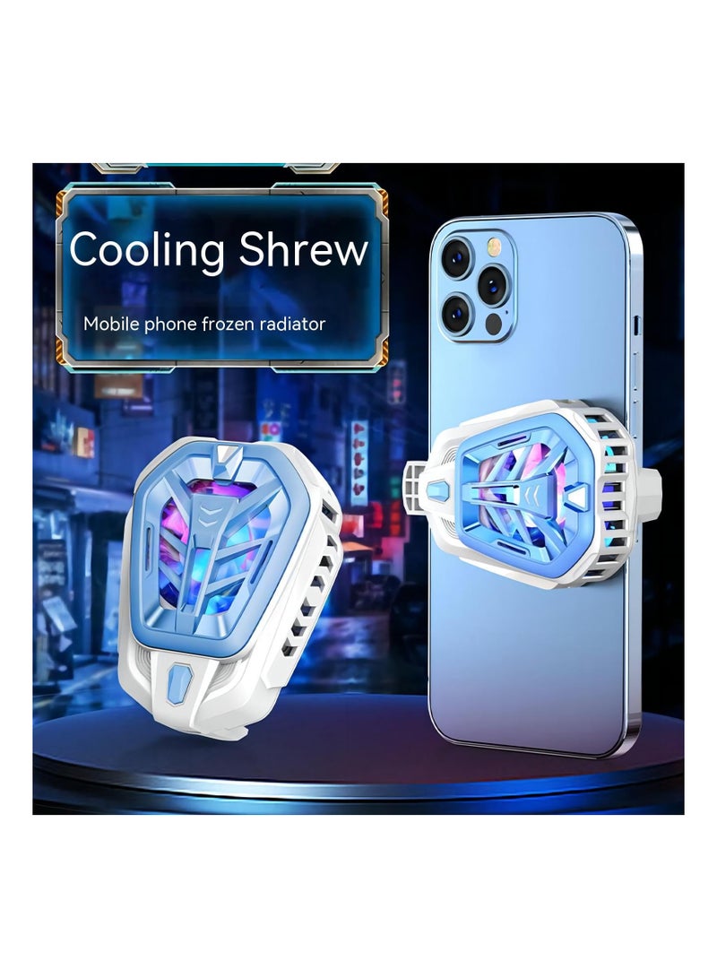 Mobile Phone Cooler for iPhone  Android Smartphones - Enhance Gaming with Fast Cooling, Turbo Blades, Colorful Ambient Lights, Compatible with 2.6-3.27 Inch Devices (White) - 1 Pack - Image 2