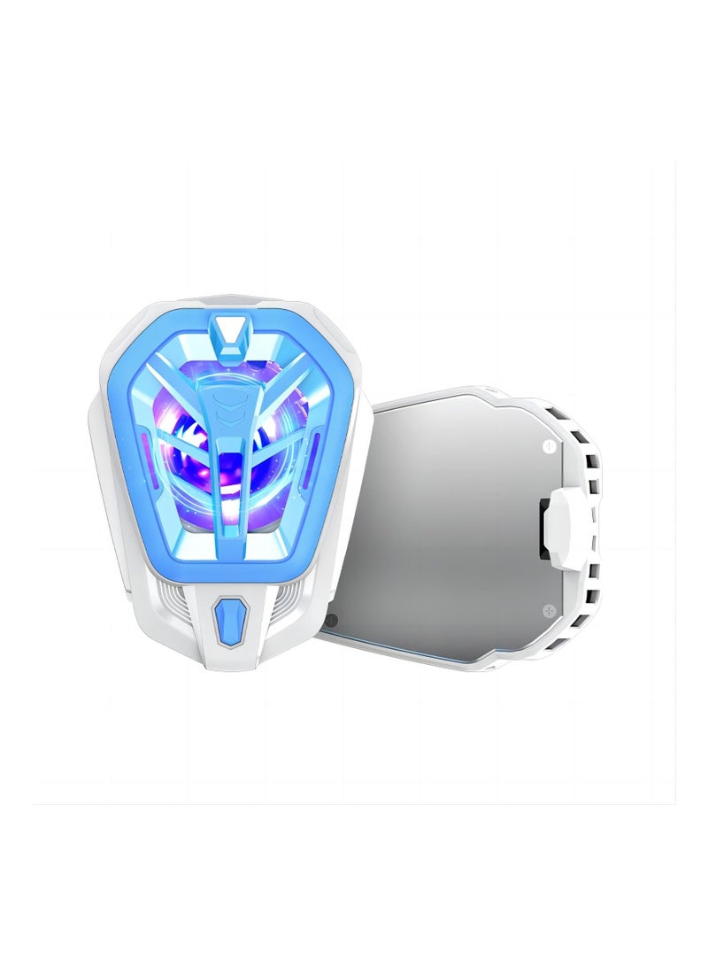 Mobile Phone Cooler for iPhone  Android Smartphones - Enhance Gaming with Fast Cooling, Turbo Blades, Colorful Ambient Lights, Compatible with 2.6-3.27 Inch Devices (White) - 1 Pack - Image 1