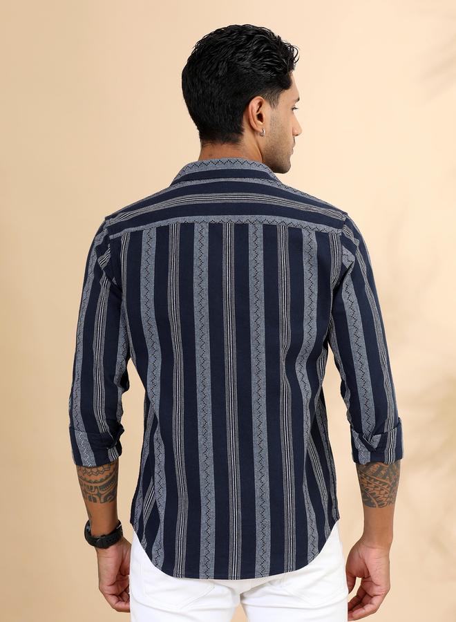 بوشيرت قميص مخطط بياقة سبريد - Image 3