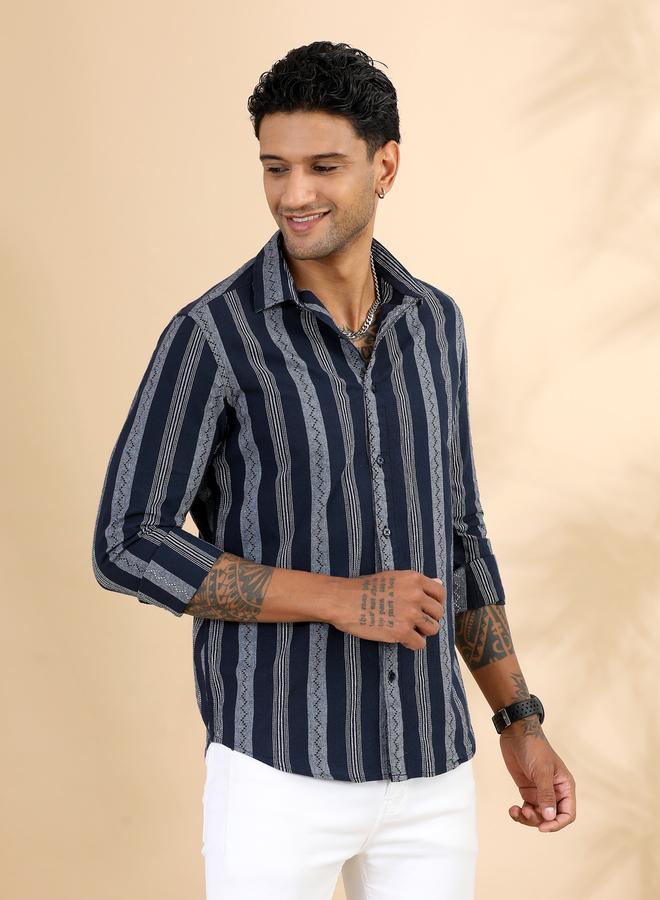 بوشيرت قميص مخطط بياقة سبريد - Image 5