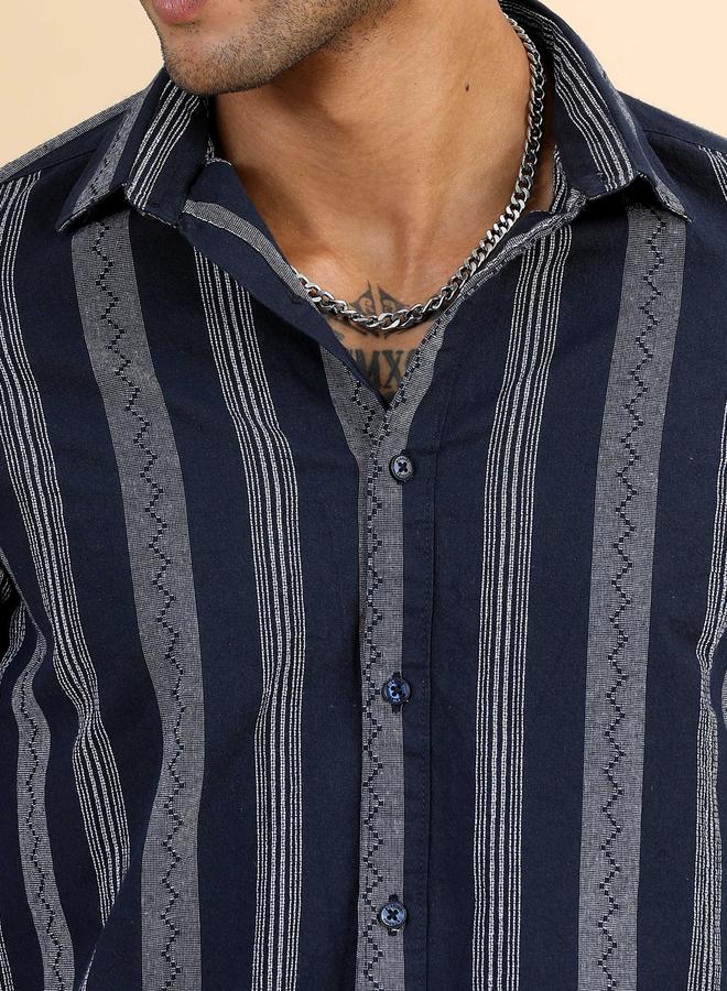 بوشيرت قميص مخطط بياقة سبريد - Image 4