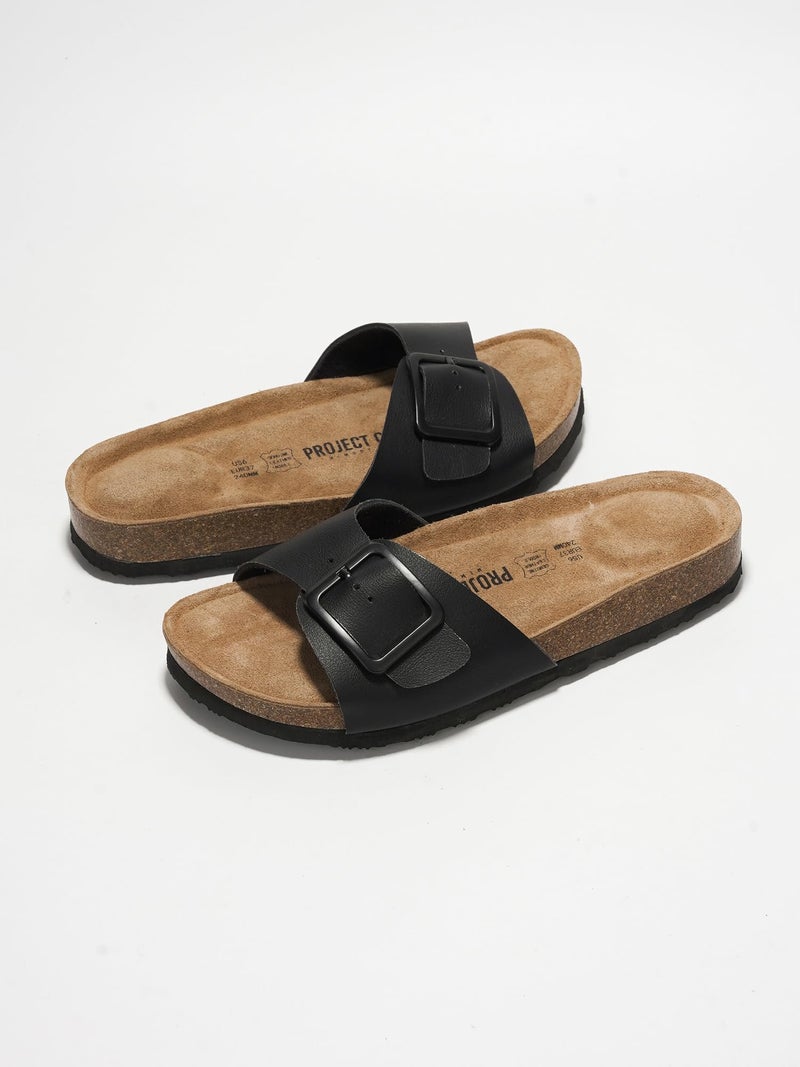 Project Cloud 100% Genuine Leather Sandals Women Dressy Beach Essentials Slides for Women Footwear-Lightweight with Memory Foam Insole Sandals for Women 2026-Womens Slides (Ibiza, Blk, 10) - Image 3