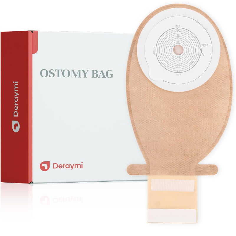 DERAYMI 20 PCS Colostomy Bags Ostomy Supplies One Piece Ostomy Bags Ostomy Drainable Pouches for Ileostomy Stoma Care CuttoFit 2065mm HookandLoop Closure