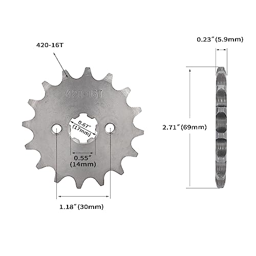 MTATCN 420 16T Front Sprocket, 17MM Motorcycle Sprocket for Baja DR50 DR70 DR90 SDG SSR 50cc 70cc 110cc 125cc 140cc 160cc TaoTao Roketa Coolster Sunl Lifan Chinese ATV Quad Dirt Bike - Image 2