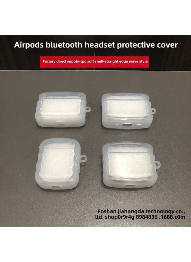 Generic - Apple Bluetooth Earphone Case AirPods1/2/3/4/pro/pro2 Protective Case Transparent Color Straight Edge Wave-Color:Transparent Color-Applicable Models:Airpods 3 Generation - Image 1